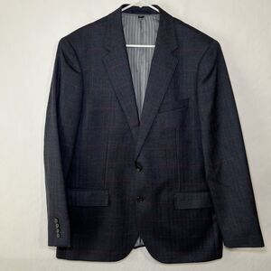 J Crew Ludlow Moon Worsted Wool Blazer Sport Coat Mens 44R Slim Navy Red Checks